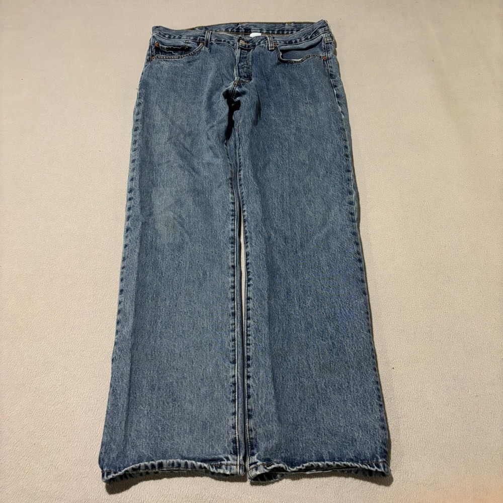 Levis 501 Original Fit Mens Blue Denim Jeans 38x32 Medium Wash Classic